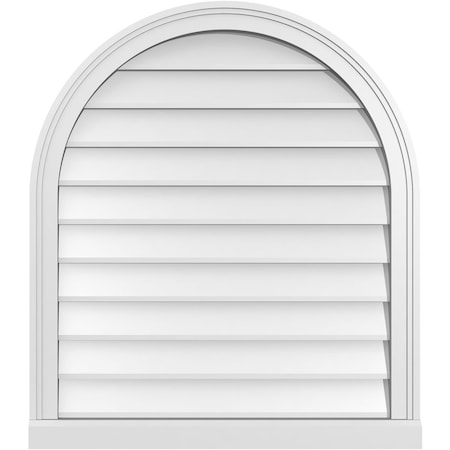 Ekena Millwork Round Top Surface Mount PVC Gable Vent w/ 2"W x 2"P Brickmould Sill Frame, 28"W x 32"H GVPRT28X3203SN